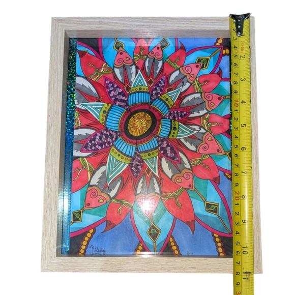 SOLD - HANDMADE DrawingArtworkDecor |Modern Flowery Mandala| Signed Richelle L. - Picture 4 of 7